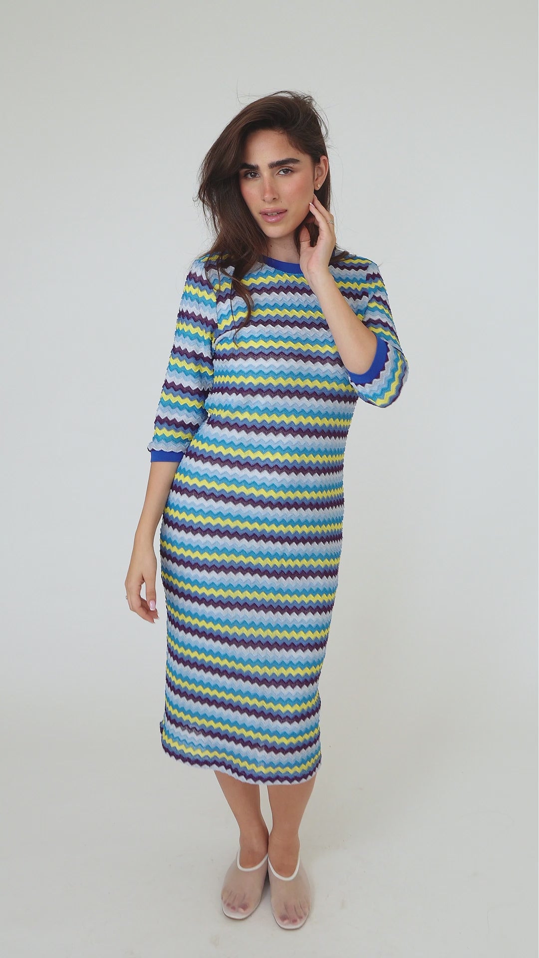 Royal Chevron Loose Basic Dress