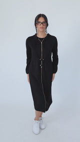 Modest Black Hoodie Dress (Long) - Women's Fashion