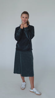 Modest Jewel Teal Velvet Shishi Skirt – Women's Fashion