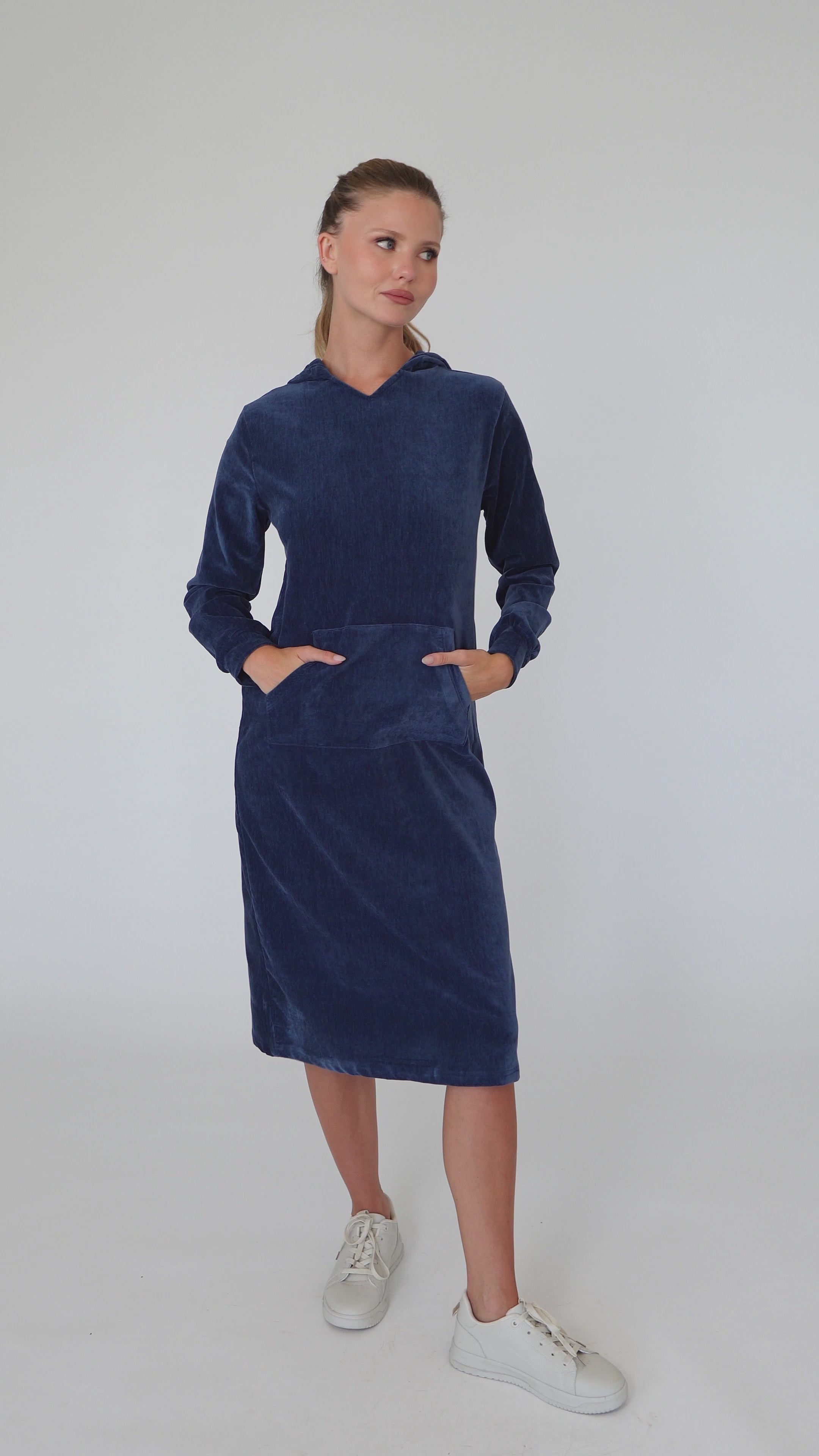 Pull Over Hoodie Dress - Navy – Daniella Faye