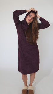 Serenity Modest Hoodie Dress for Women | Casual Long Sleeve Knit Dress | Plum
