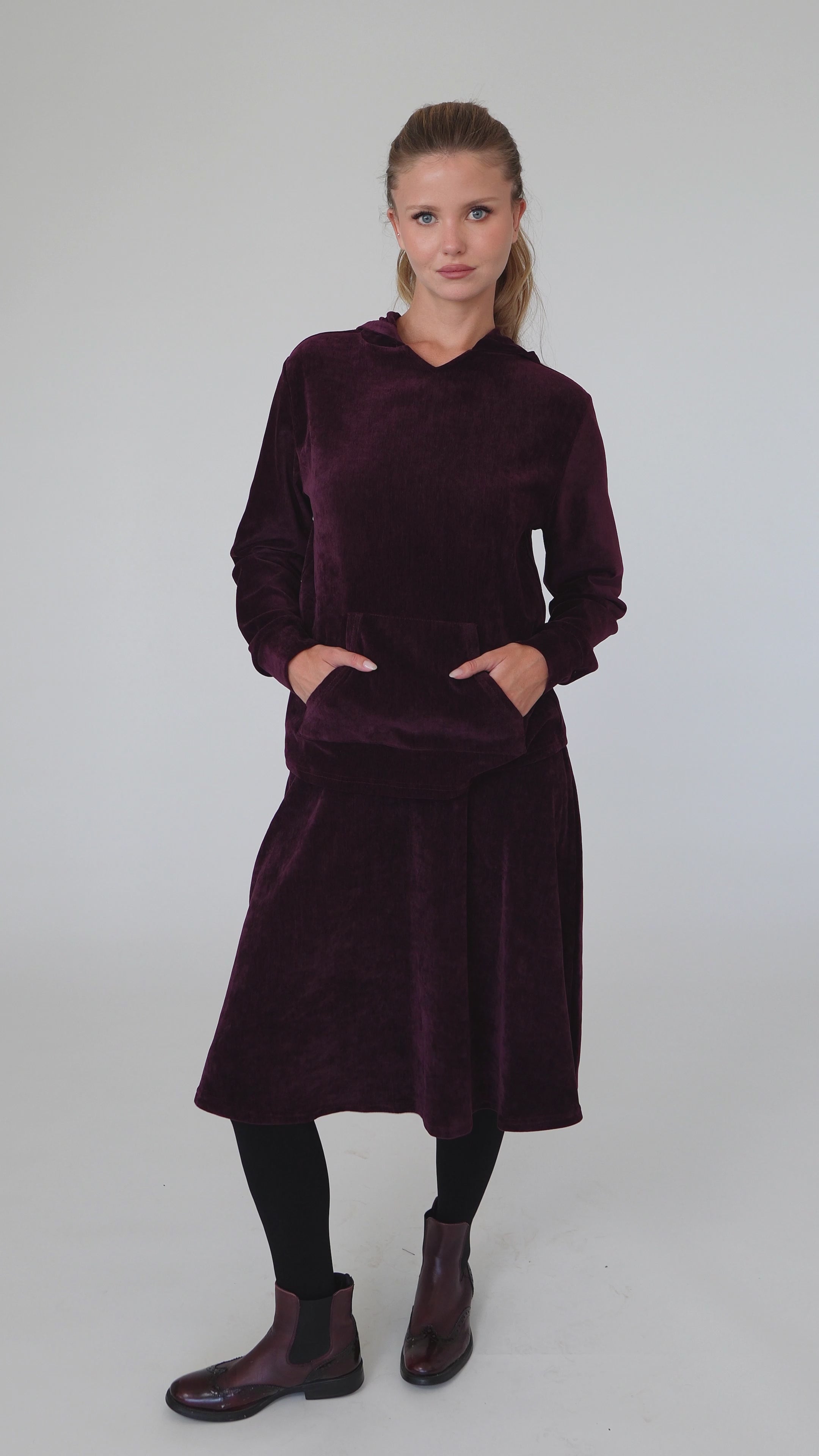 Modest Burgundy Velvet Shishi Skirt – Women's Fashion