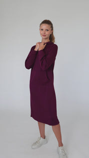 Modest Cranberry Pullover Hoodie Dress – Women's Fashion