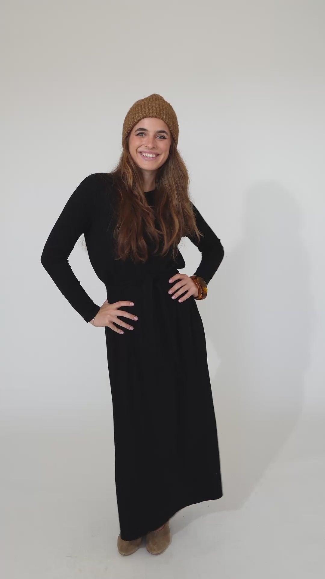 Empress Modest Maxi Dress for Women | Long Sleeve Elegant Knit Dress | Black