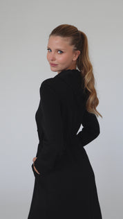Modest Black Mid-Length Hoodie Dress – Women's Fashion