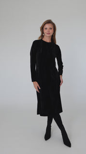 Modest Black Back Zipper Velvet Dress – Women's Fashion