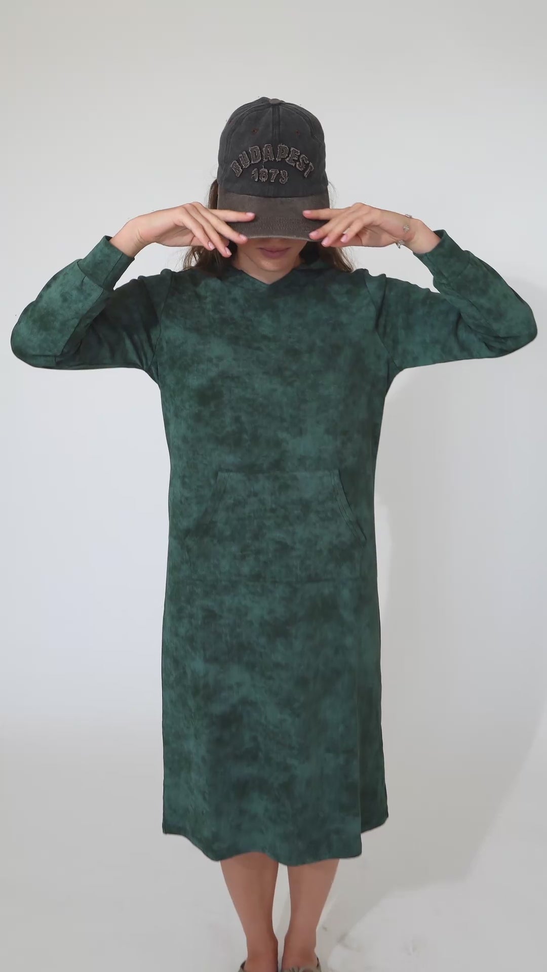 Haven Modest Hoodie Dress for Women | Casual Long Sleeve Knit Dress | Forest Green