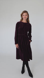 Modest Bordeaux Velvet Lia Dress – Women's Elegant Fashion