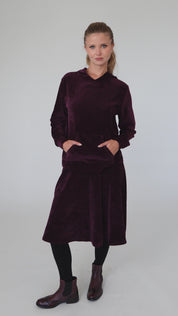 Modest Burgundy Velvet Riva Hooded Top – Women's Fashion