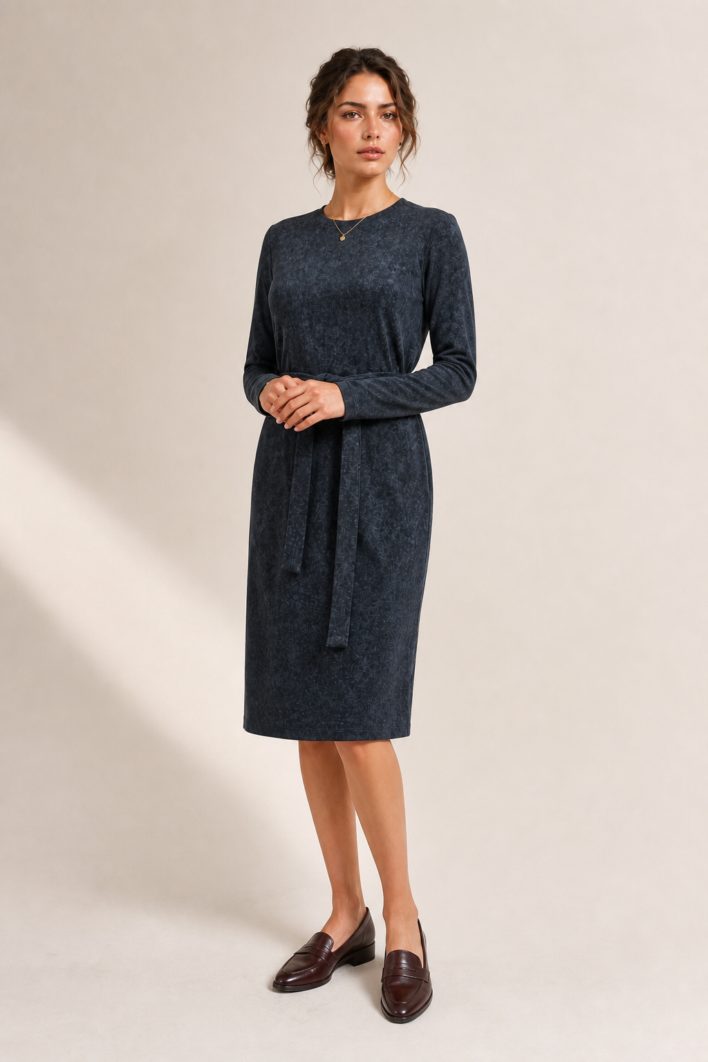 Daniella Faye Seraphine loose basic dress in charcoal — modest women's FW26 collection, view 1