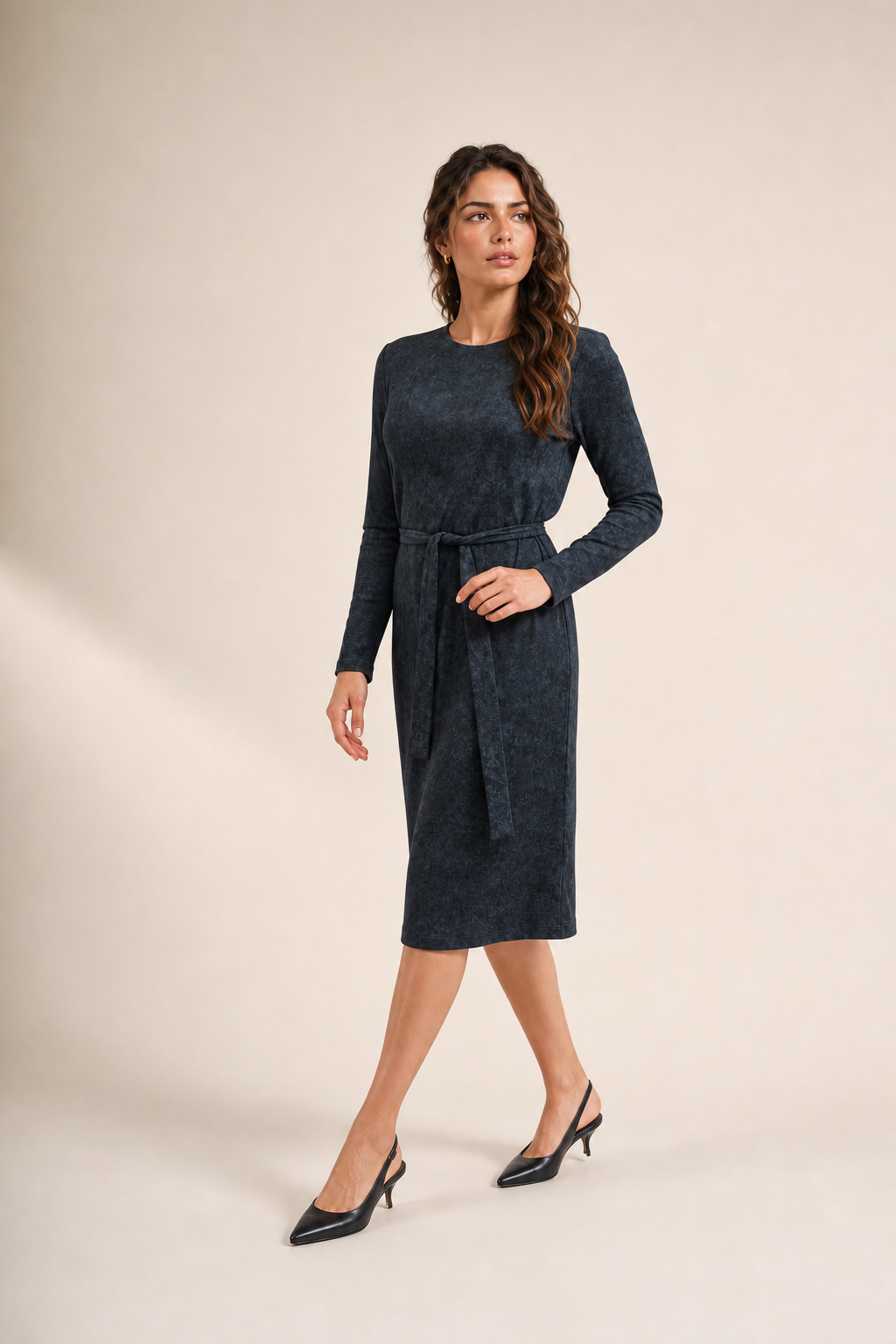 Daniella Faye Seraphine loose basic dress in charcoal — modest women's FW26 collection, view 4
