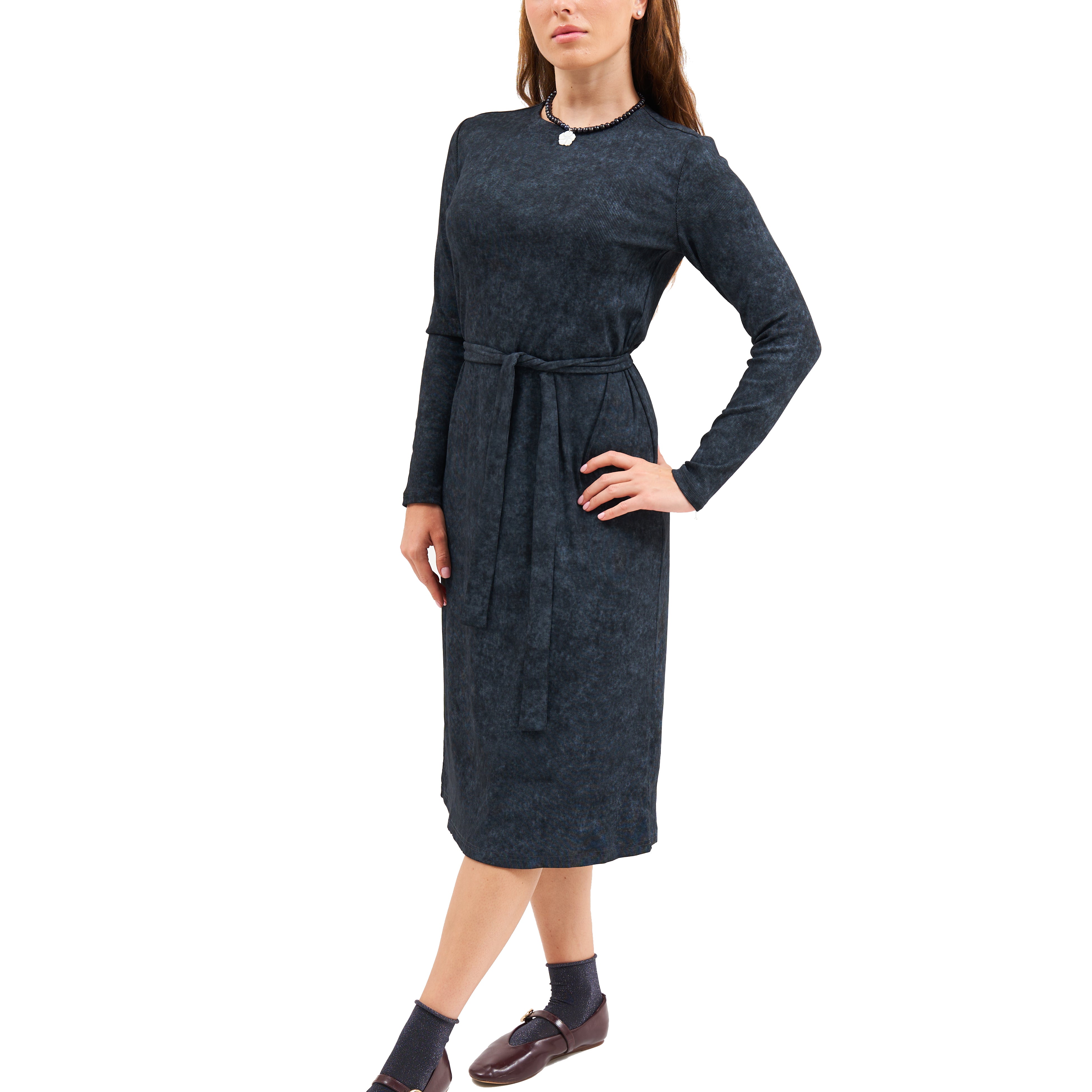 Daniella Faye Seraphine loose basic dress in charcoal — modest women's FW26 collection, photo 1