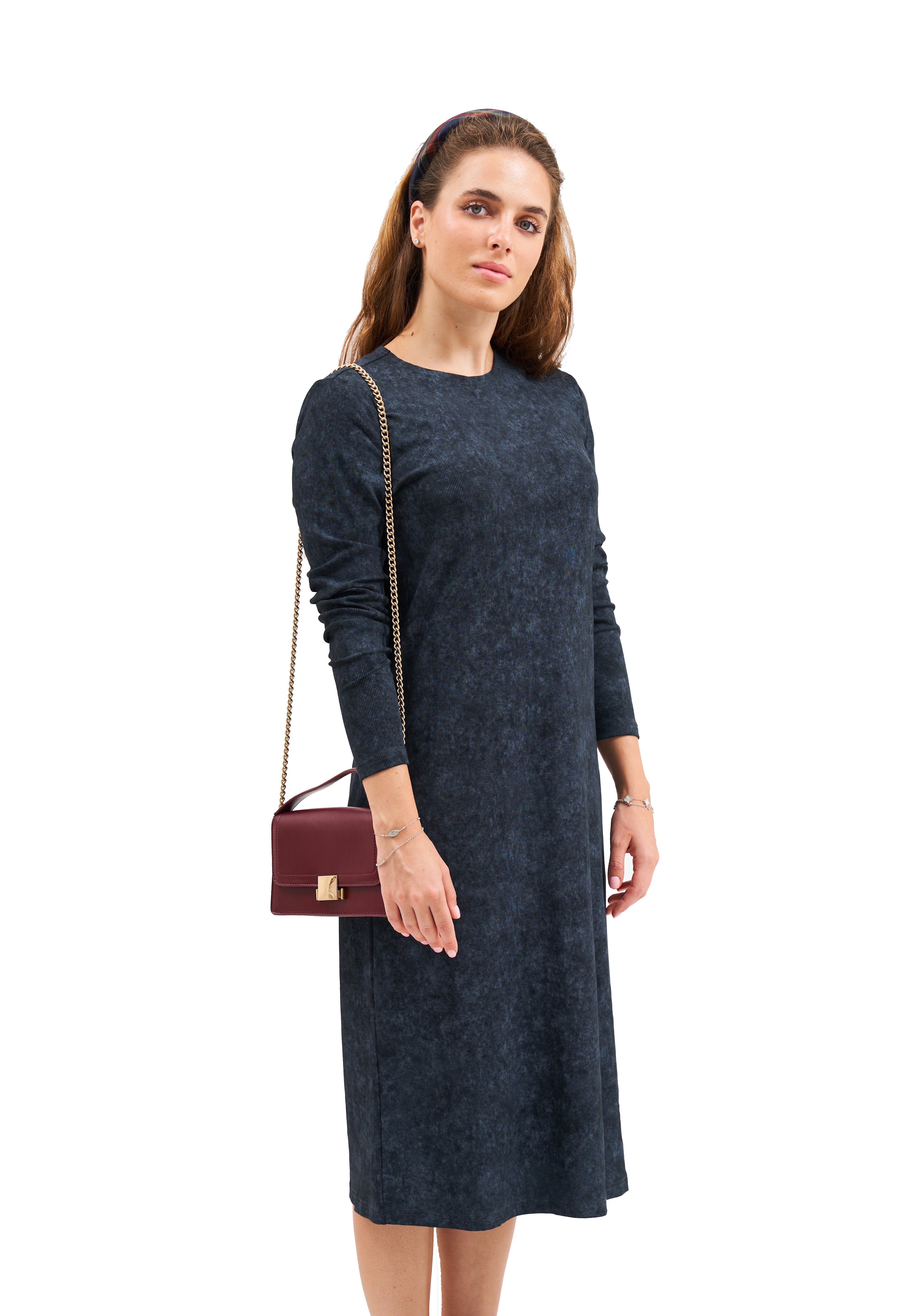 Daniella Faye Seraphine loose basic dress in charcoal — modest women's FW26 collection, photo 3