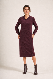 Daniella Faye Serenity pullover hoodie dress in plum — modest women's FW26 collection, view 2