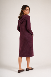 Daniella Faye Serenity pullover hoodie dress in plum — modest women's FW26 collection, view 4