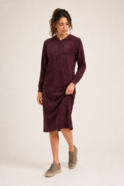 Daniella Faye Serenity pullover hoodie dress in plum — modest women's FW26 collection, view 5