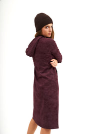 Daniella Faye Serenity pullover hoodie dress in plum — modest women's FW26 collection, photo 4