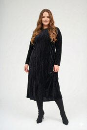 Modest Black Back Zipper Velvet Dress – Women's Fashion