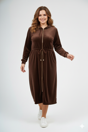 Hoodie Long Dress - Chocolate
