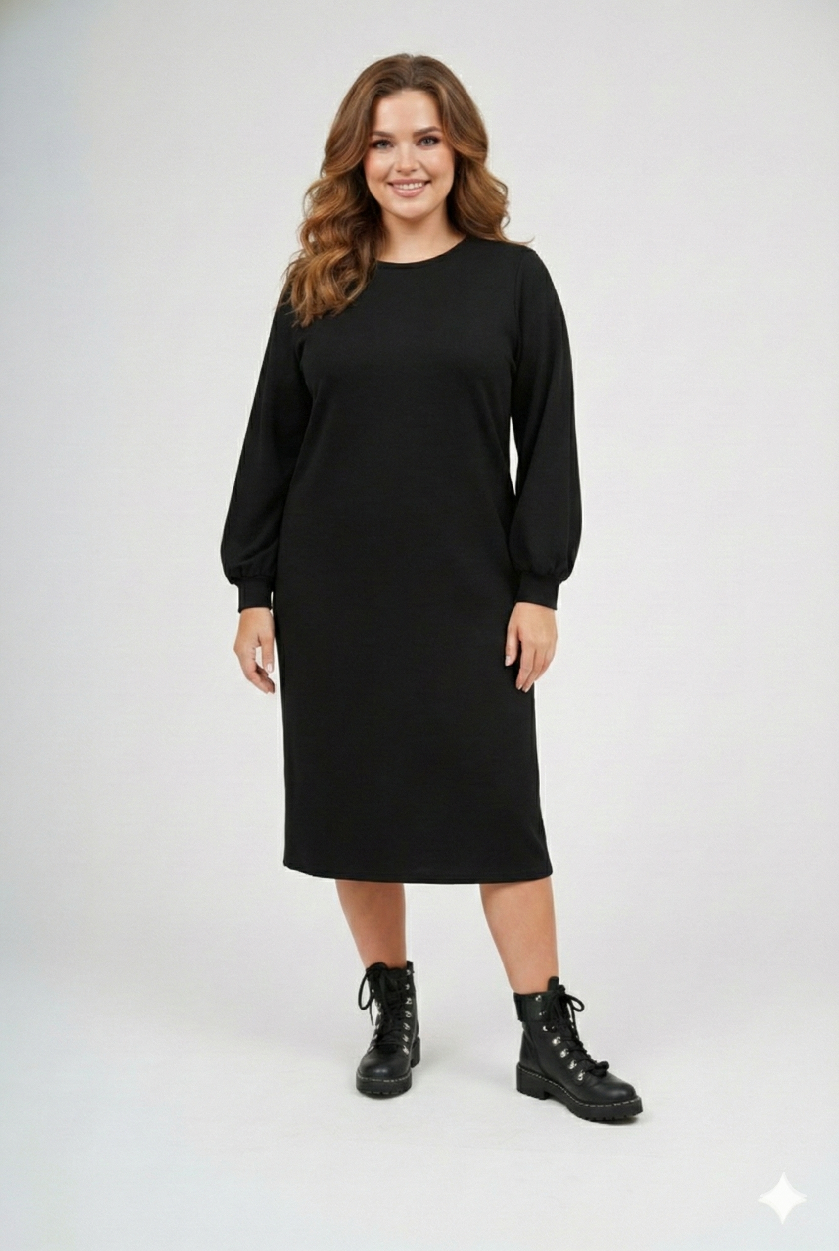 Puff Sleeve Dress - Black