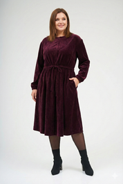 Modest Bordeaux Velvet Lia Dress – Women's Elegant Fashion