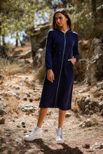 Load image into Gallery viewer, Navy long hoodie dress