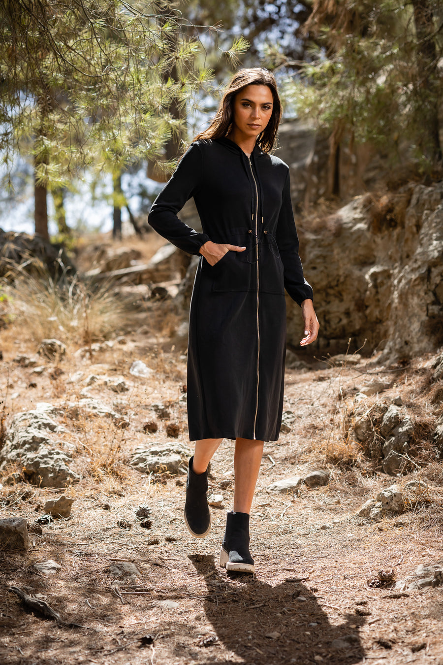 Black Short Hoodie Dress