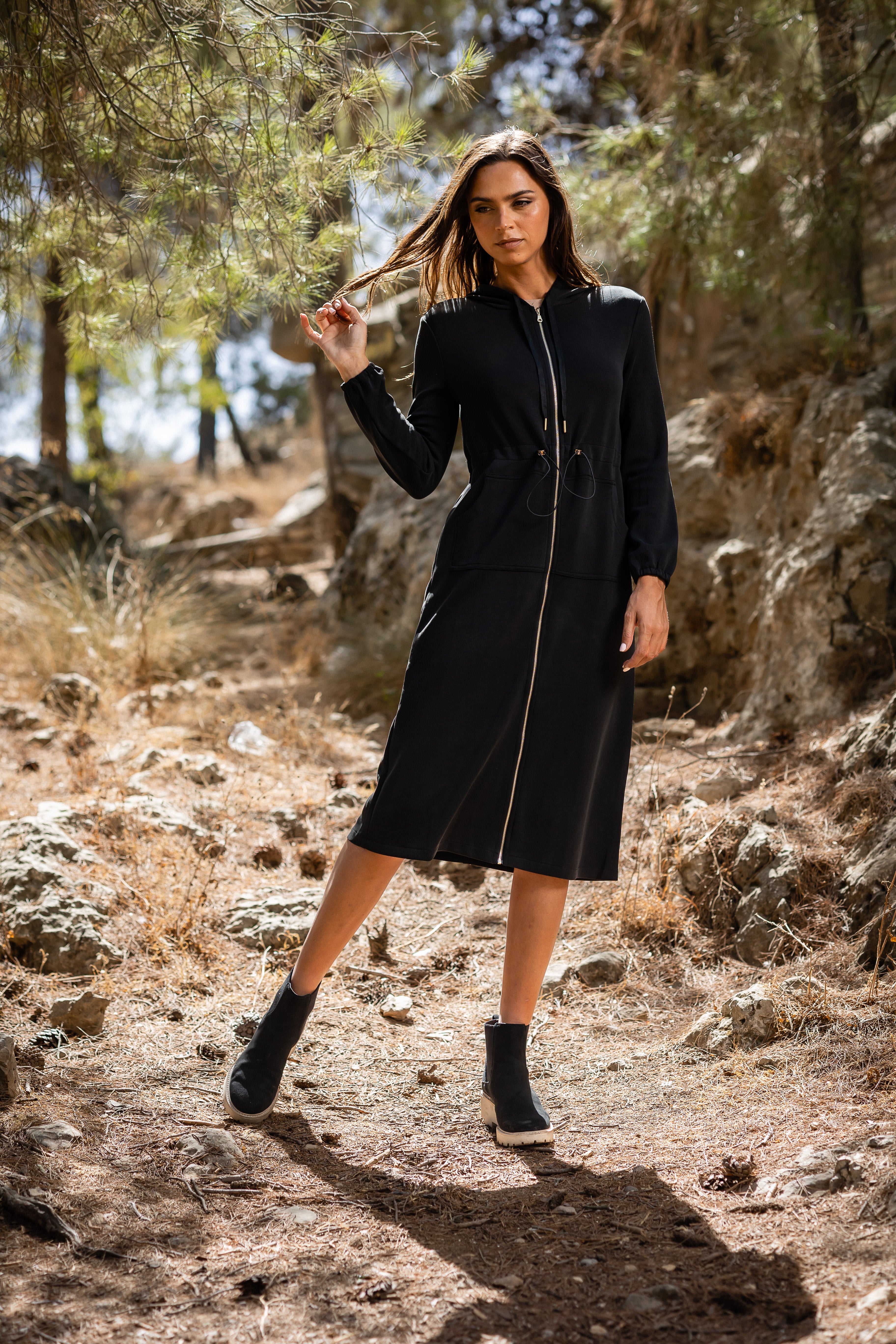 Black Long Hoodie Dress – Daniella Faye