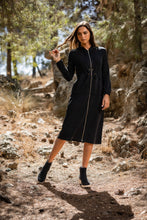 Load image into Gallery viewer, Black Long Hoodie Dress