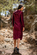 Load image into Gallery viewer, Wine Long Hoodie Dress