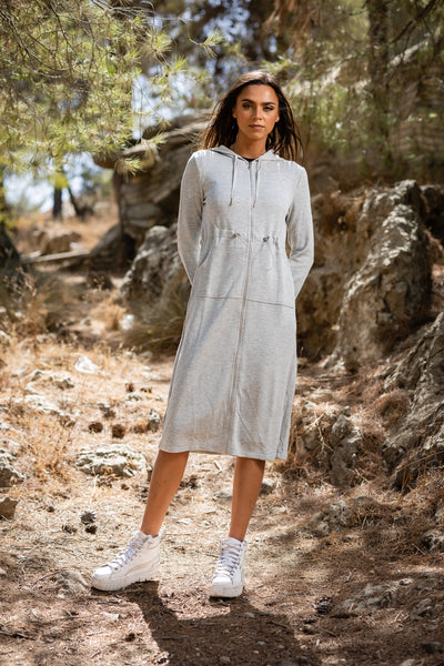 Grey short hoodie dress