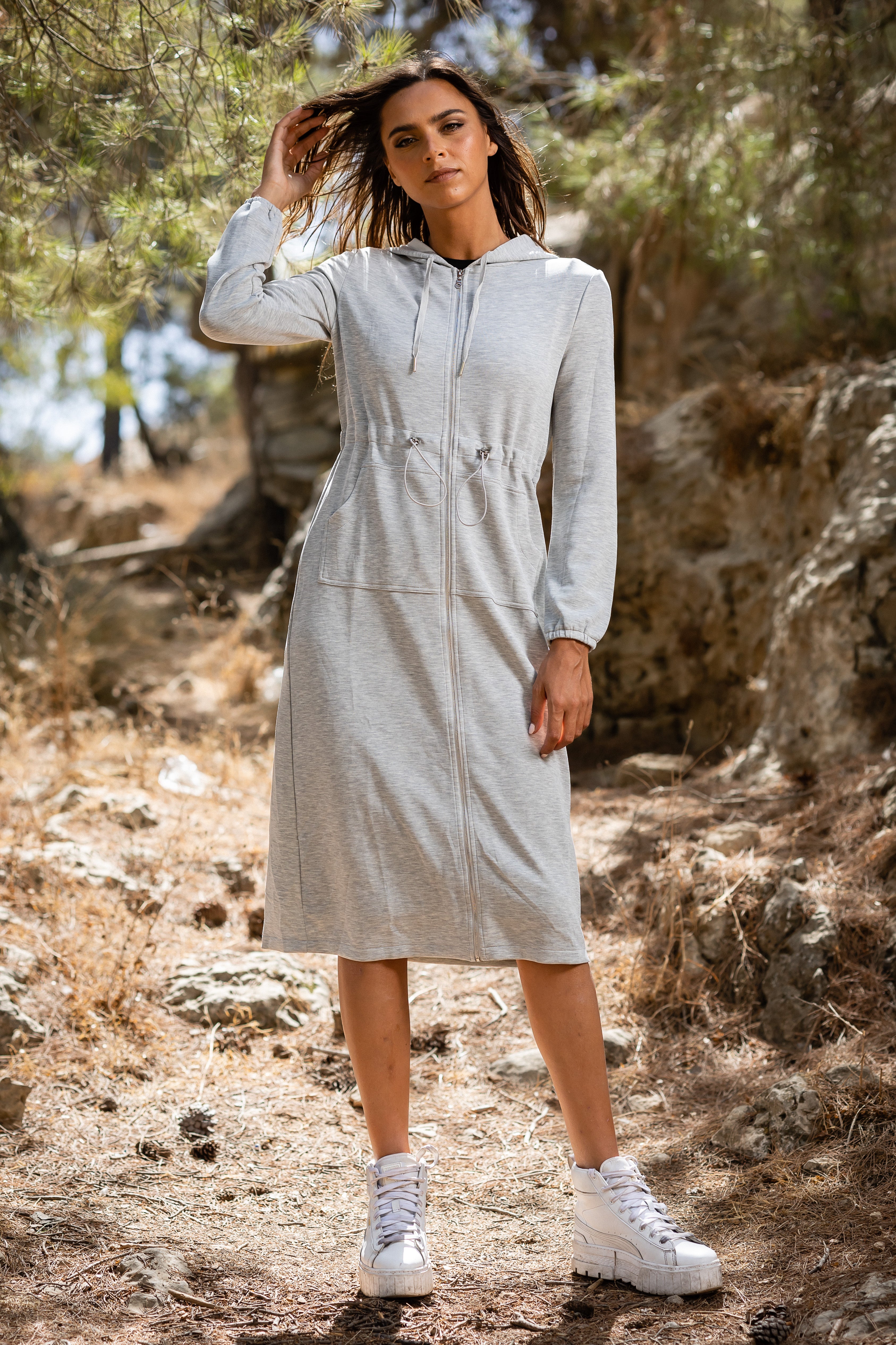 Grey short hoodie dress Daniella Faye