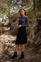 Modest BLACK STRETCH KIKI SKIRT - Women's Fashion