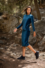 חצאית קטיפה בעיצוב טווס