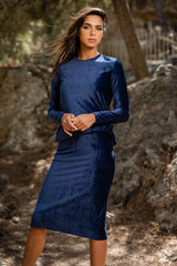 FALDA DE TERCIOPELO AZUL MARINO