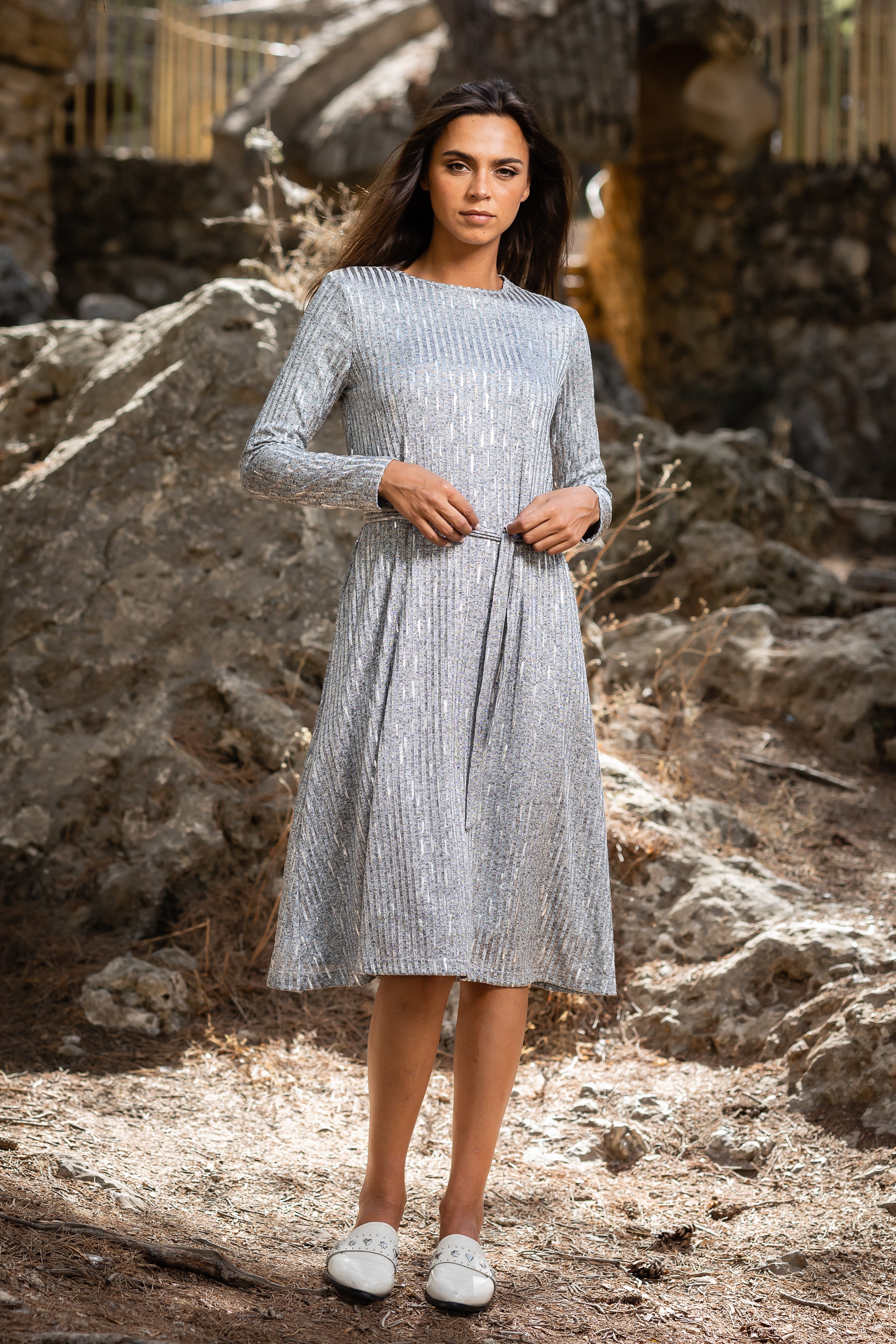 Silver Shimmer Swing Dress