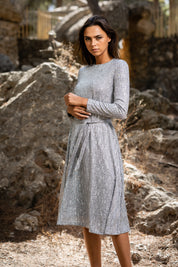 Silver Shimmer Swing Dress
